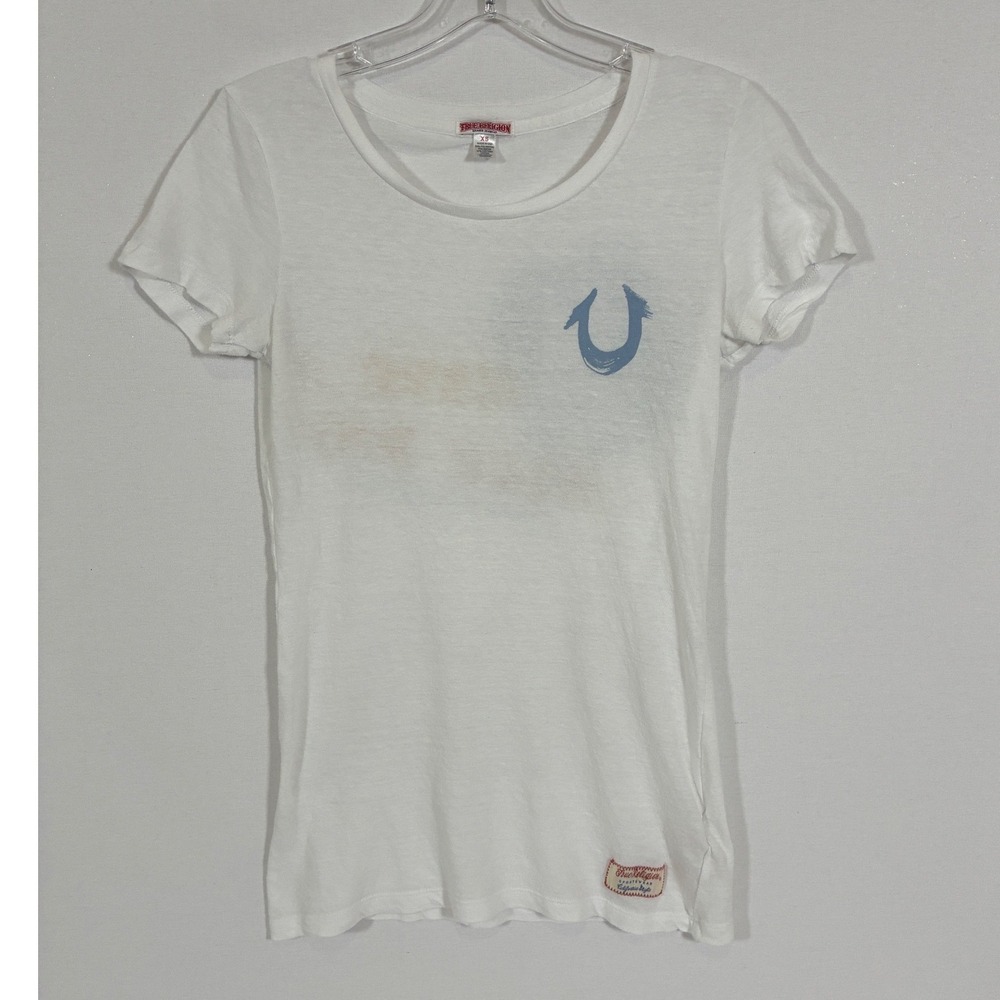 True Religion Womens XS White Have A Nice Day Lion Graphic T-Shirt VW68K99G873C